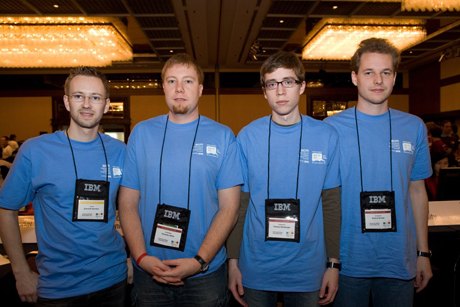 ACM/ICPC World Finals - Dominik Hurnaus (coach), Christian Wirth, Thomas Wrthinger, and Roland Schatz (from left to right)